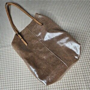 Miss Albright Anthropologie Boho Chic Gold Speckle Metallic Slouch Versatile Bag